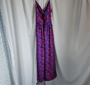 Cupshe Blue Maxi Dress with Pink Floral Pattern